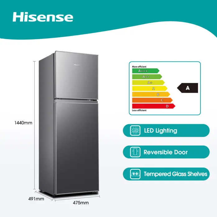 Hisense 154L Fridge Top Freezer Titanium Silver H225TTS.webp