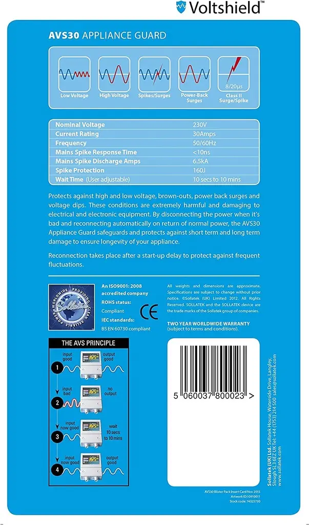 Sollatek AVS 30 Appliance Guard For Air Conditioners, Large Freezers-Fridges AVS30 (2).webp