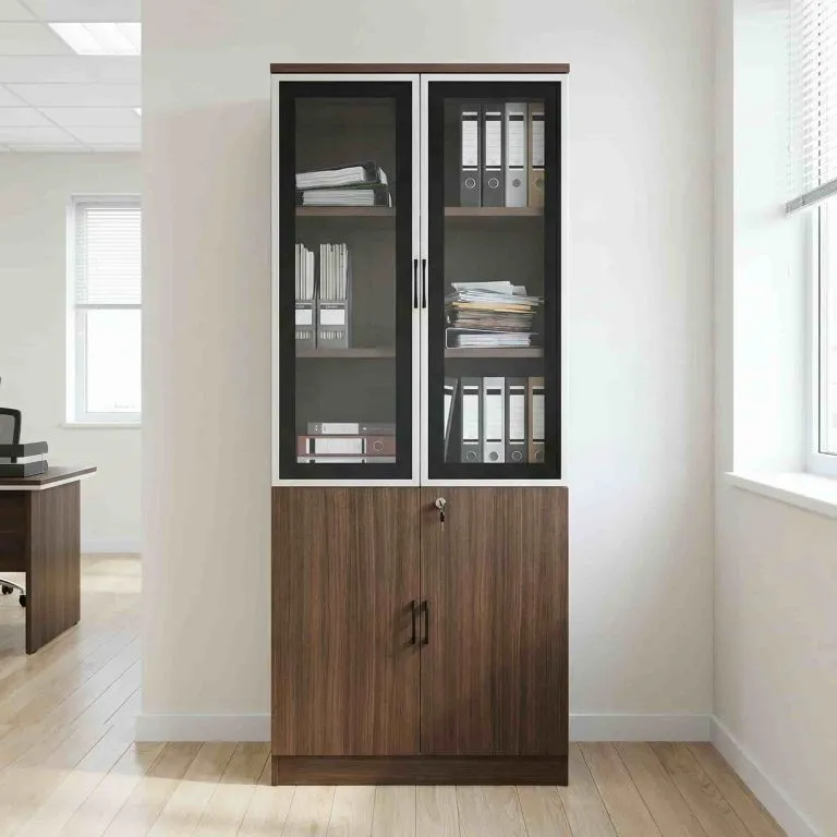 Glass & Wood 2-Door Office Storage Cabinet