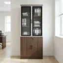 Glass & Wood 2-Door Office Storage Cabinet