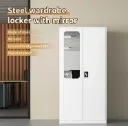 2 Door Clothing Storage Locker Cabinet With Mirror