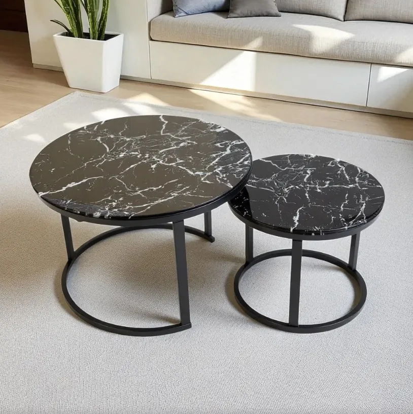 Starway Aurora Coffee Table, Circular Round Living Decor Black