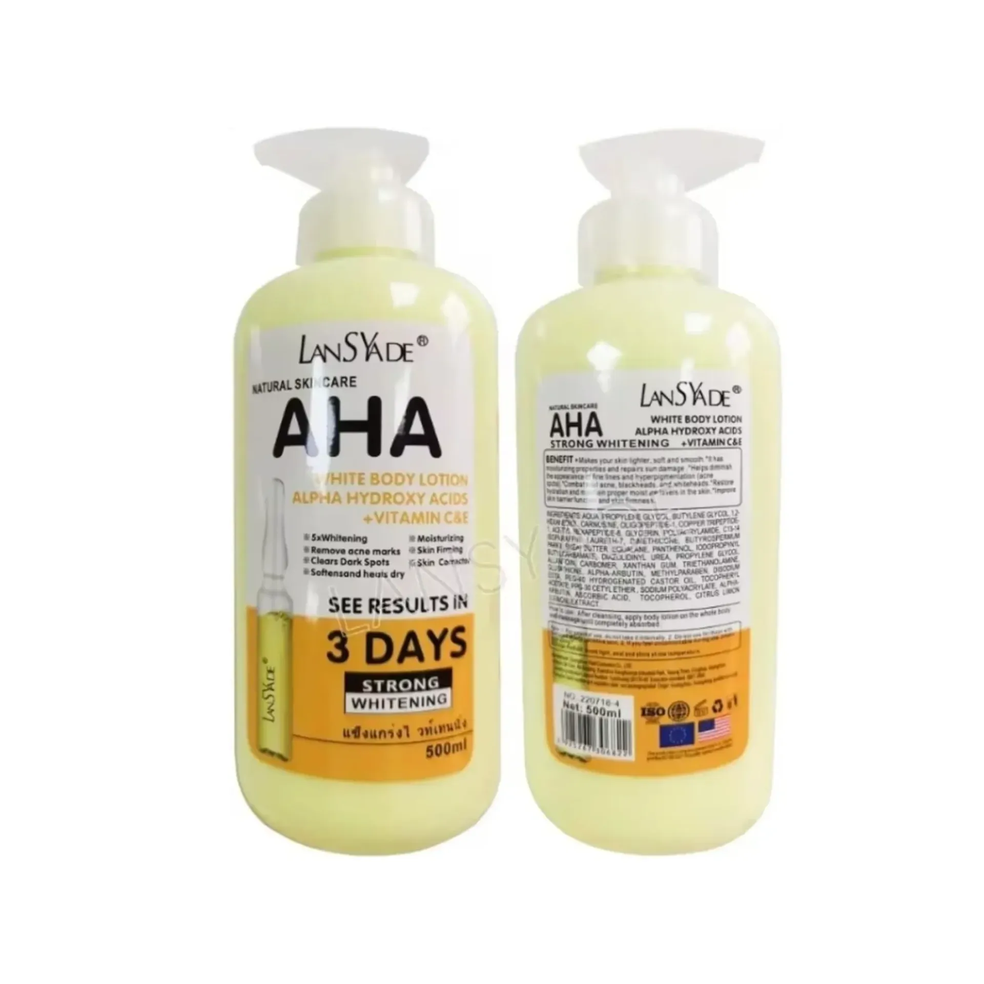 LanSYade AHA Body Lotion with Vitamin C&E, 500ml